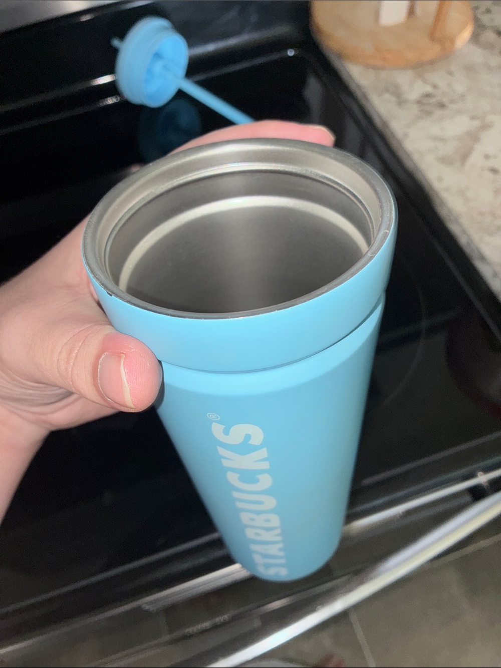 Starbucks Light Blue Travel Tumbler with White Logo